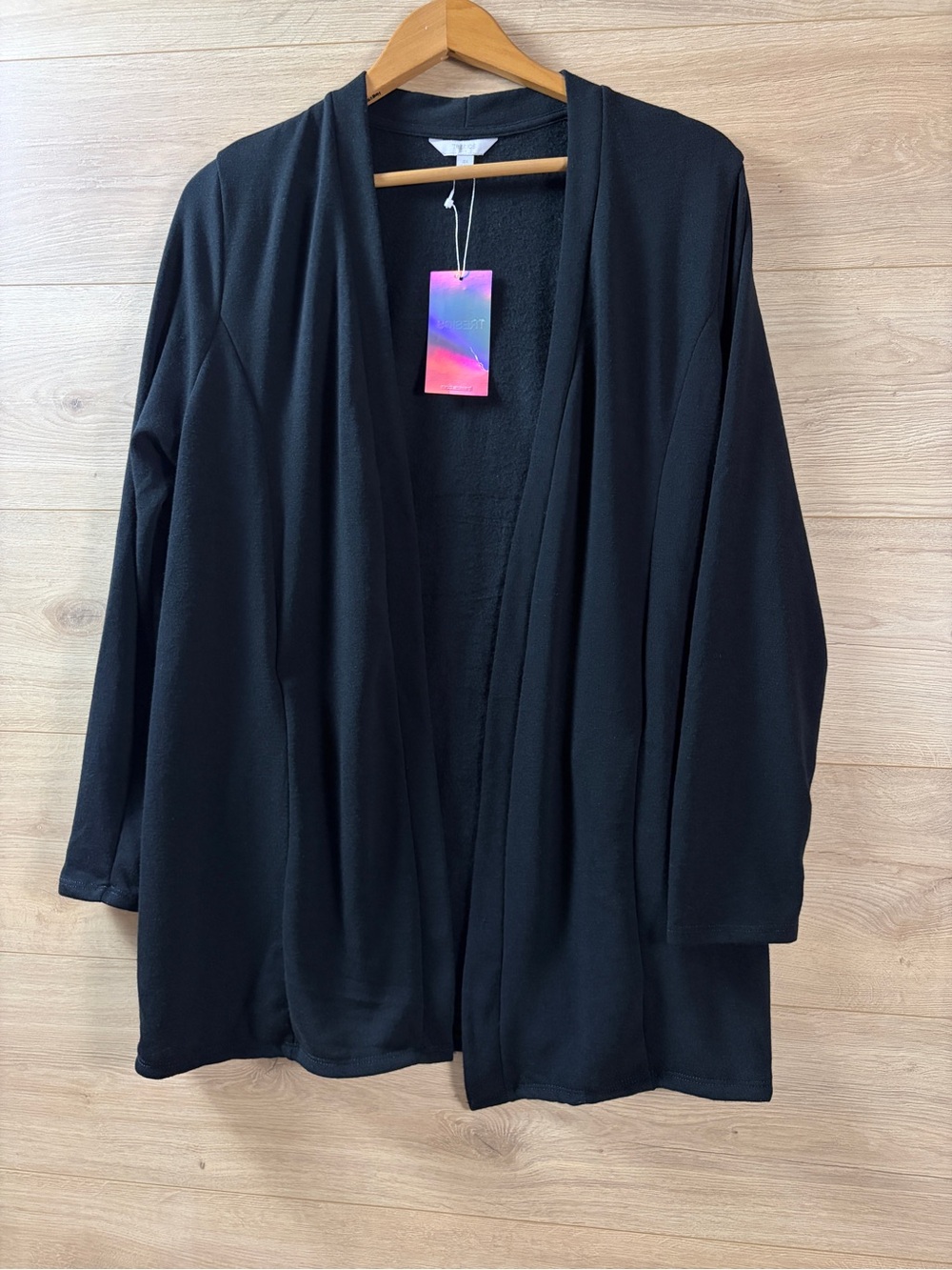 Tresics Luxe Black Open-Front Soft Layering Cardigan Sweater 2X